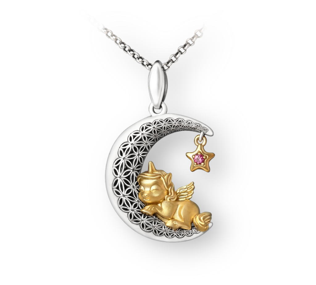 Кулон "Пони на луне" 925(родолит)