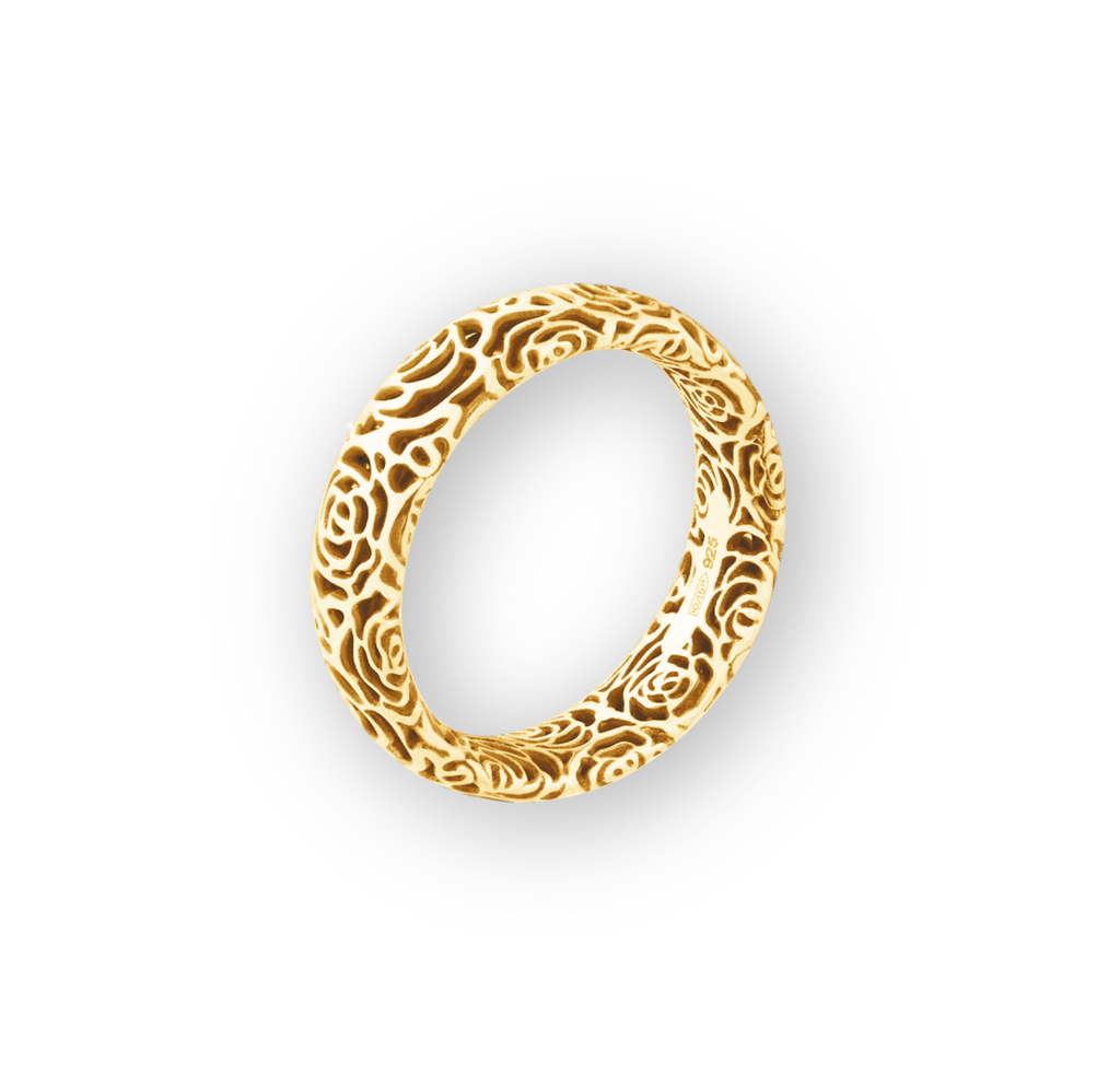 Кольцо "Блэк Баккара" (узкое), золоченое