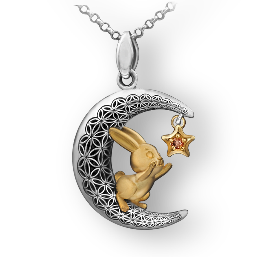 Подвеска "Зайка на луне" 25 мм 925 сапфир