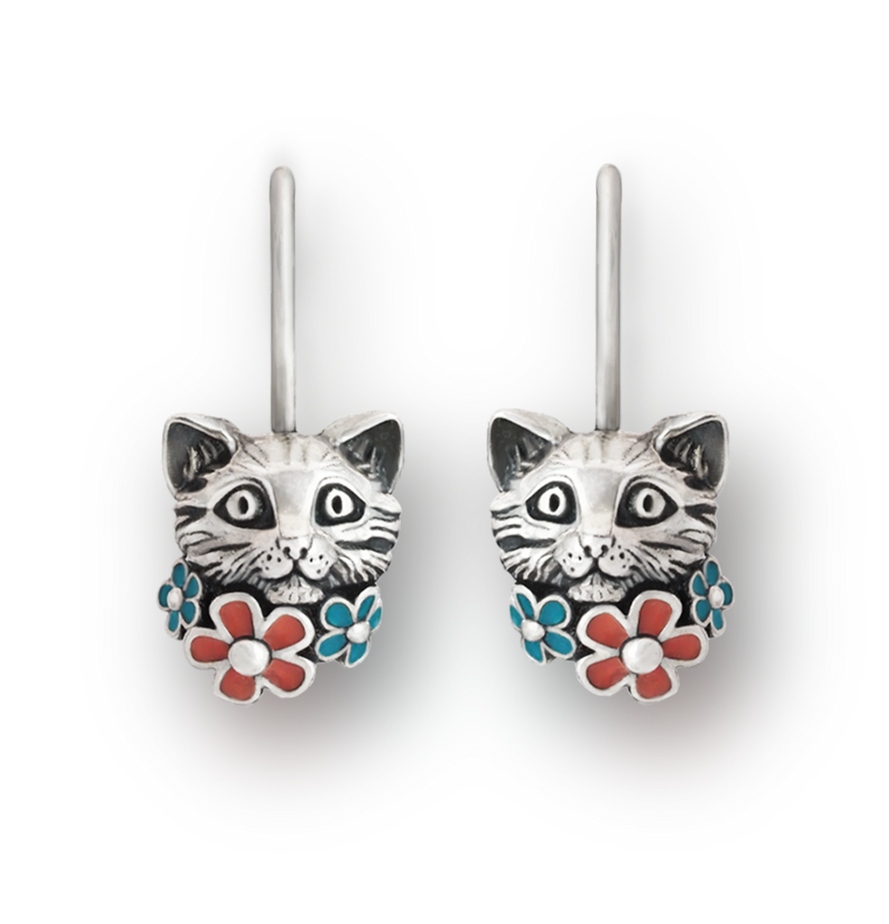 серьги Котята в цветех