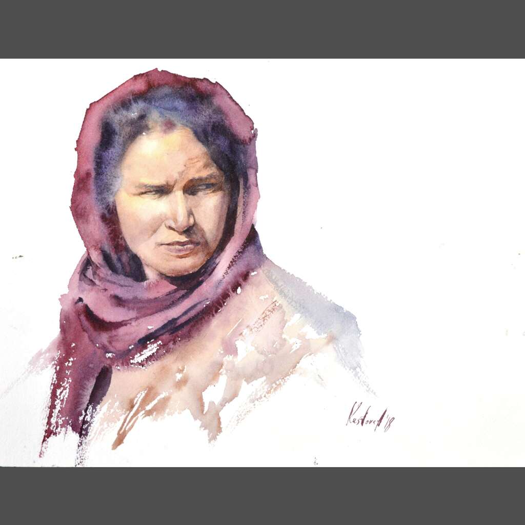 Painting “Woman in a red scarf“