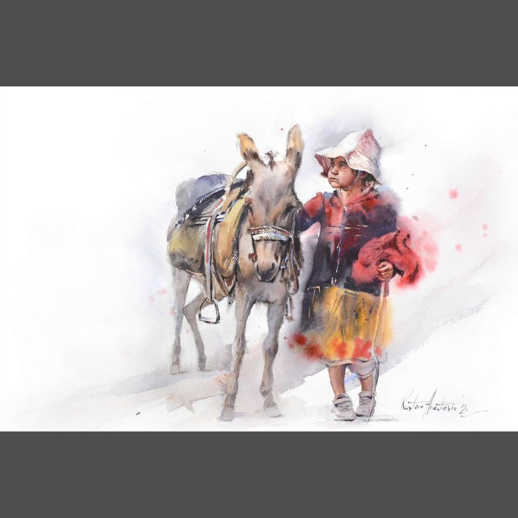Painting “Girl with a donkey“