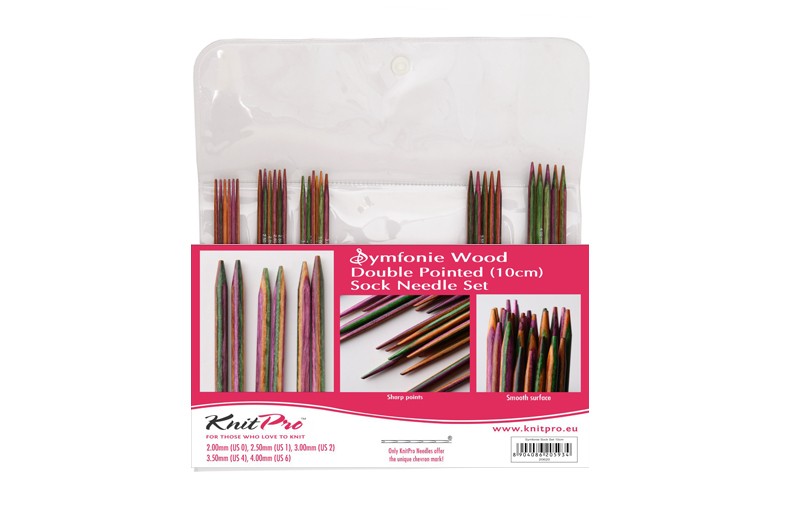 Knit Pro Набор чулочных спиц длиной 20см "Symfonie" (2,5мм, 3мм, 3,5мм, 4мм, 4,5мм, 5мм), дерево, многоцветный, 6 видов спиц в наборе