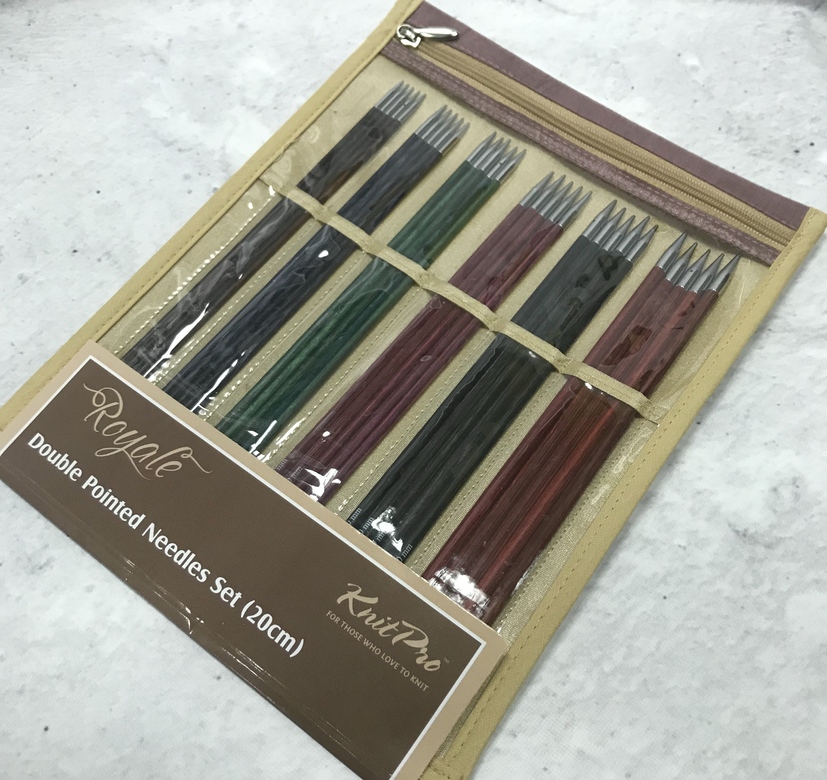 Knit Pro Набор чулочных спиц "Royale" 20см ламинированная береза, 5 видов спиц 2мм, 2,5мм, 3мм, 3,5мм, 4мм