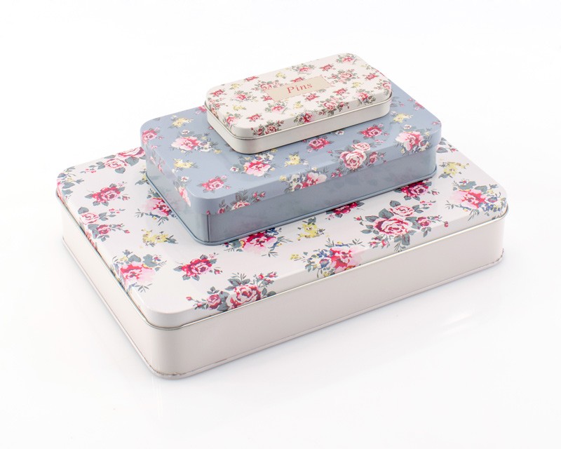 Набор жестяных коробочек для  мелкой фурнитуры, 3 шт