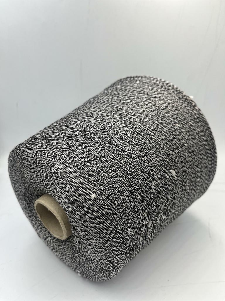 шелк 100%  черно-белый меланж с твидовым эффектом