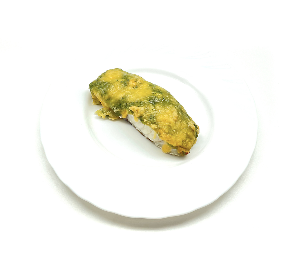 Треска под шпинатом и сыром