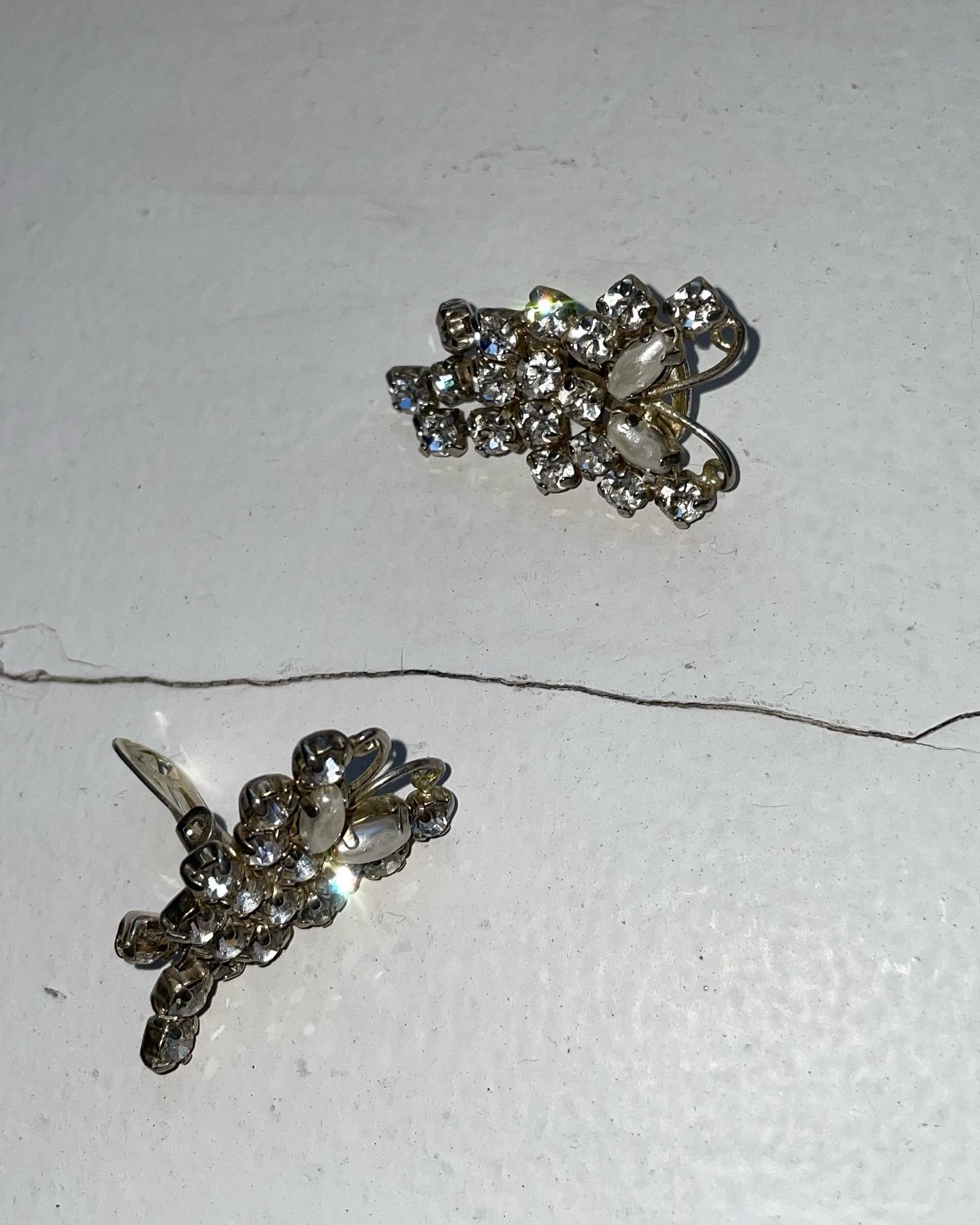 Винтажные клипсы с кристаллами