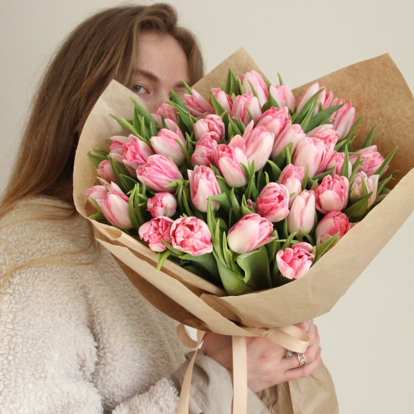 букет розовых тюльпанов вид 1