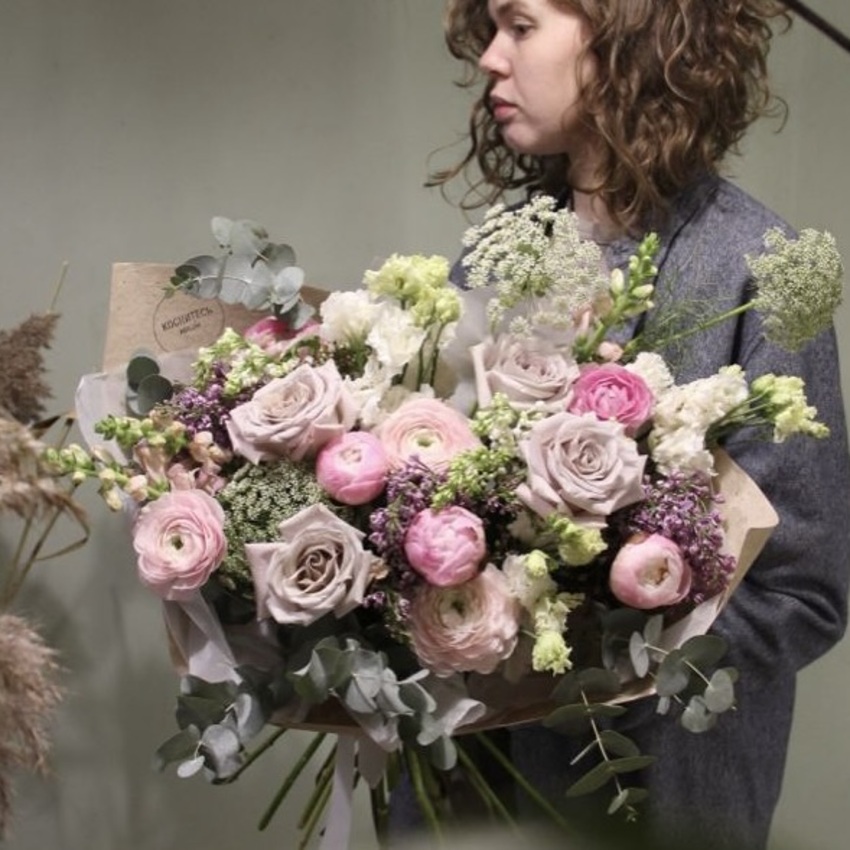 букет пионы и сирень вид 4