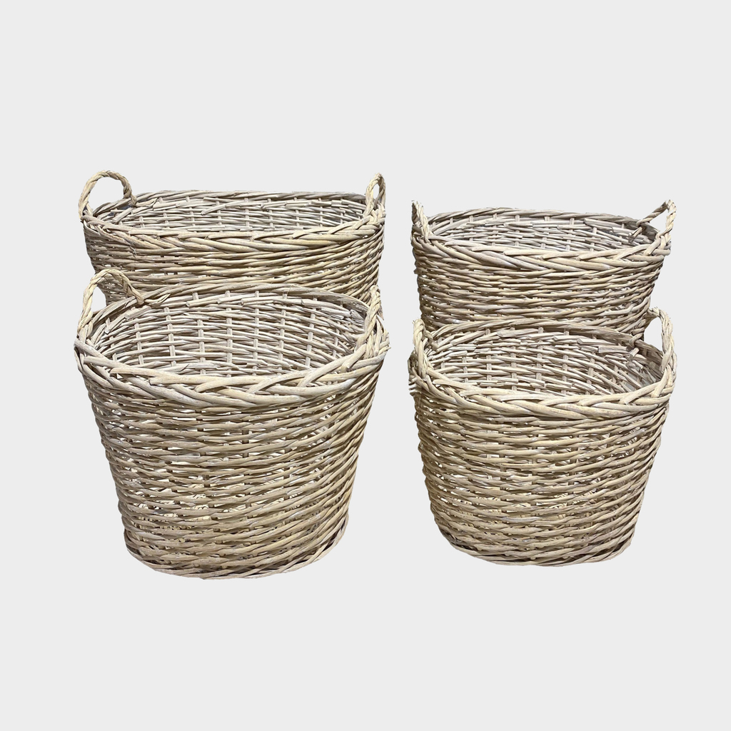 Комплект из плетеных корзин, 4 шт, 69х59х48, 59х50х43, 49х41х37, 41х34х32 см, бежевый