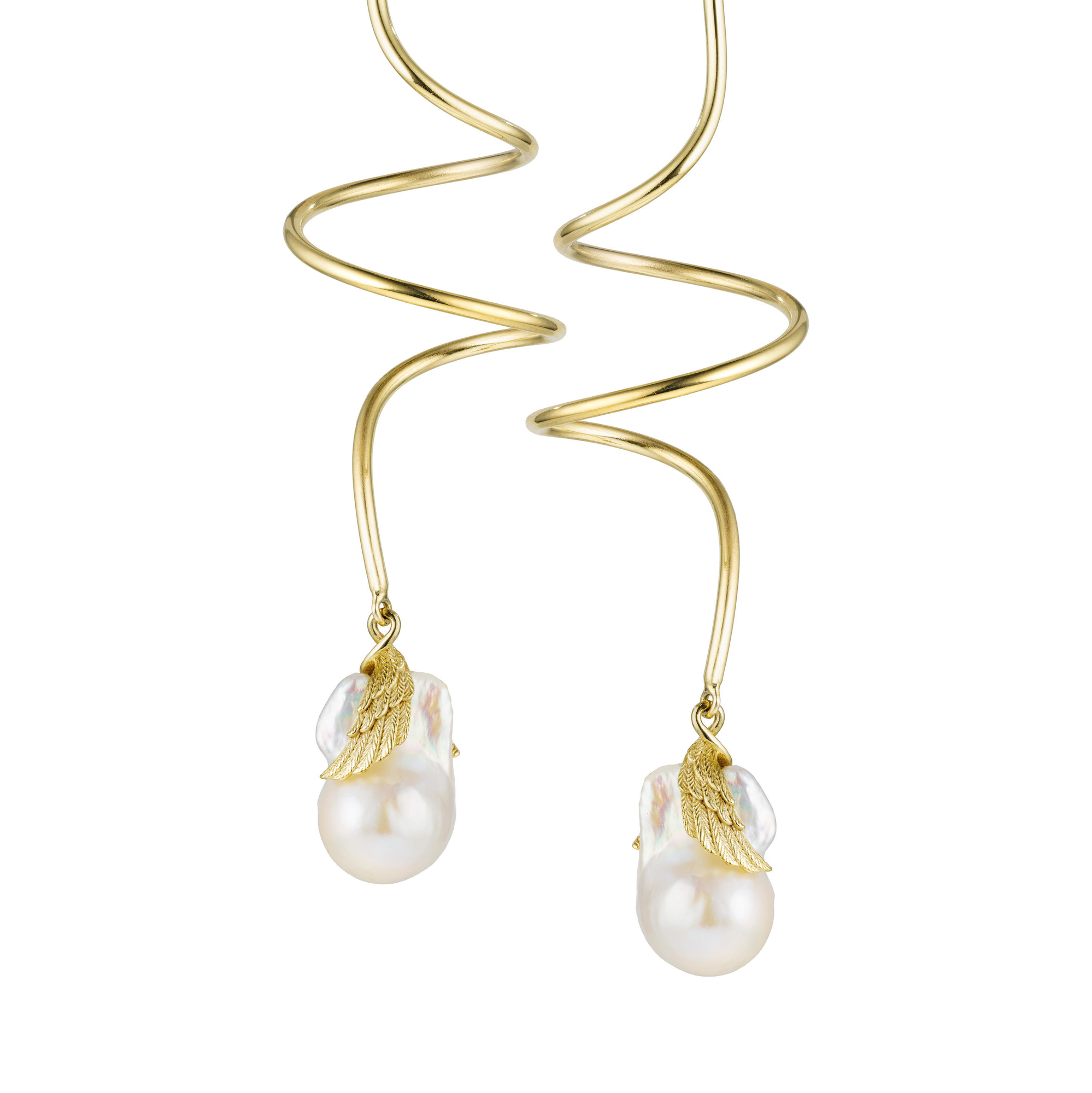 Серьги-спираль с барочной жемчужиной DROWNING TO EMBRACE