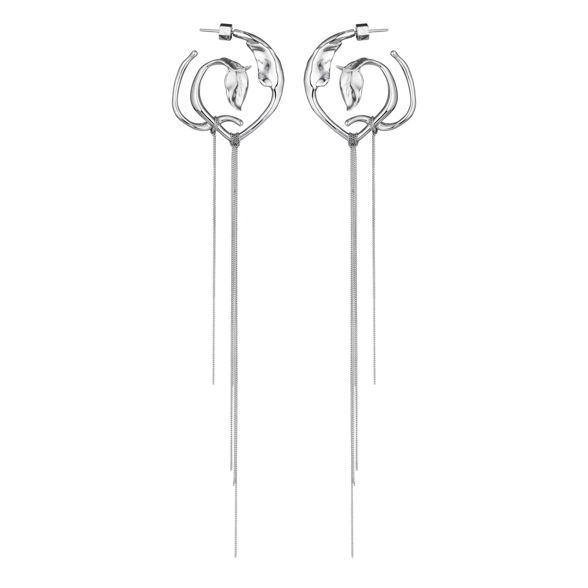 Серьги круглые с листьями