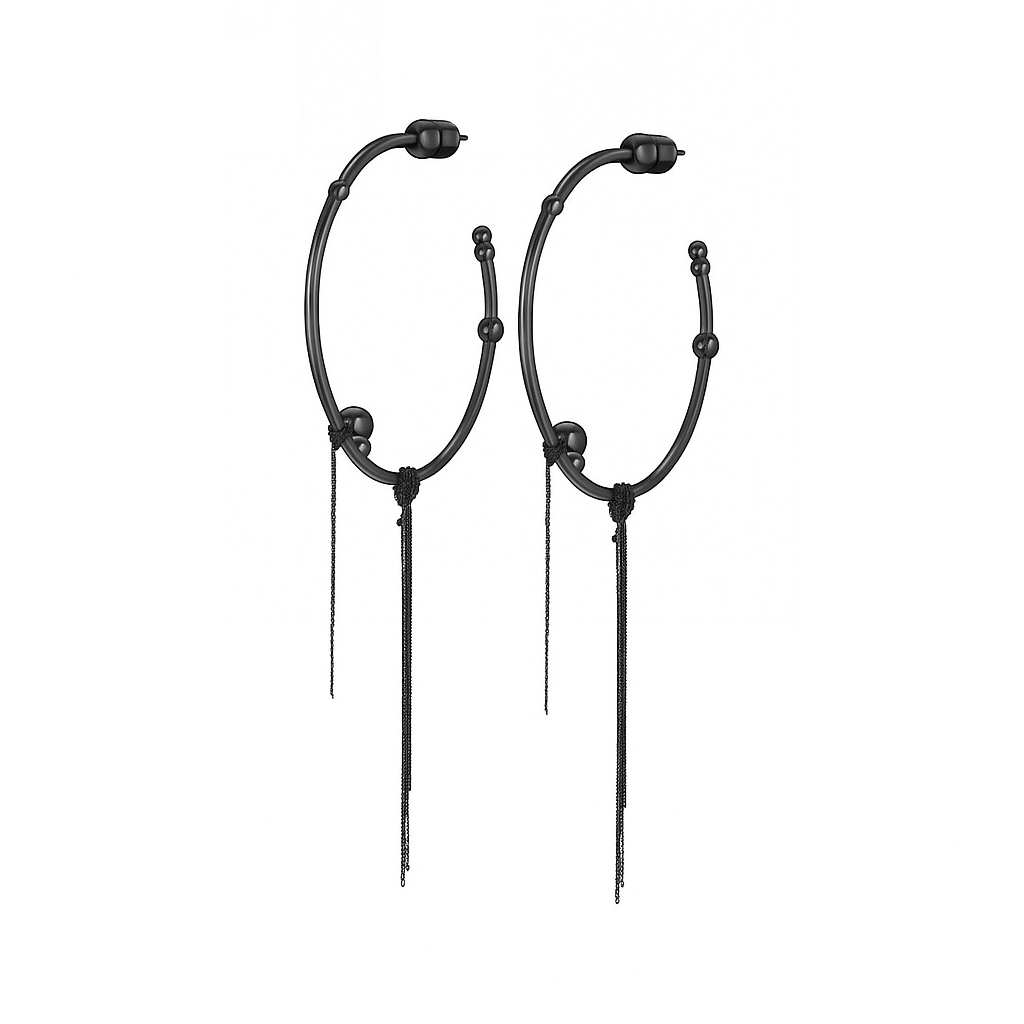 Серьги-кольца Bubble World черные