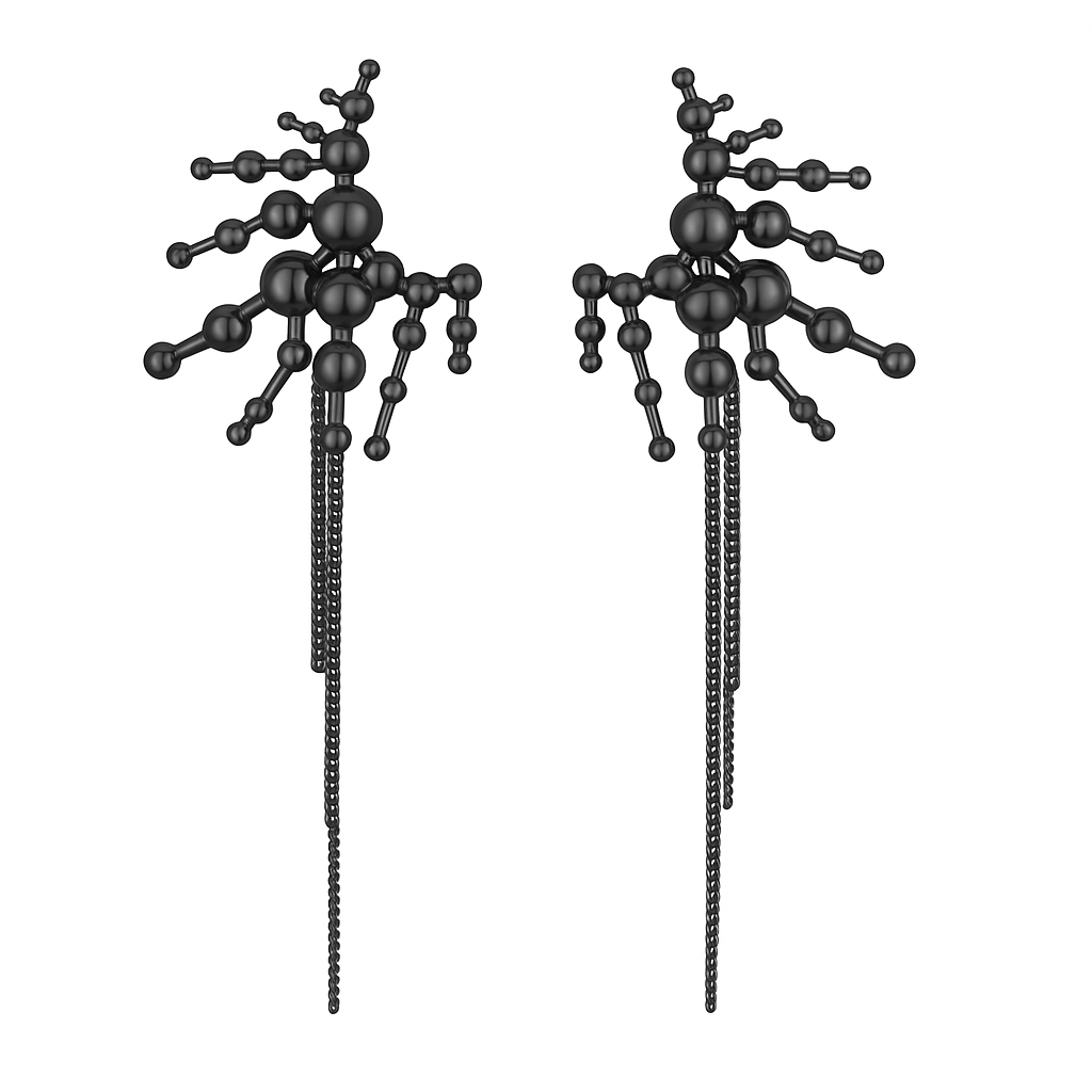 Серьги-лучи Bubble World черные