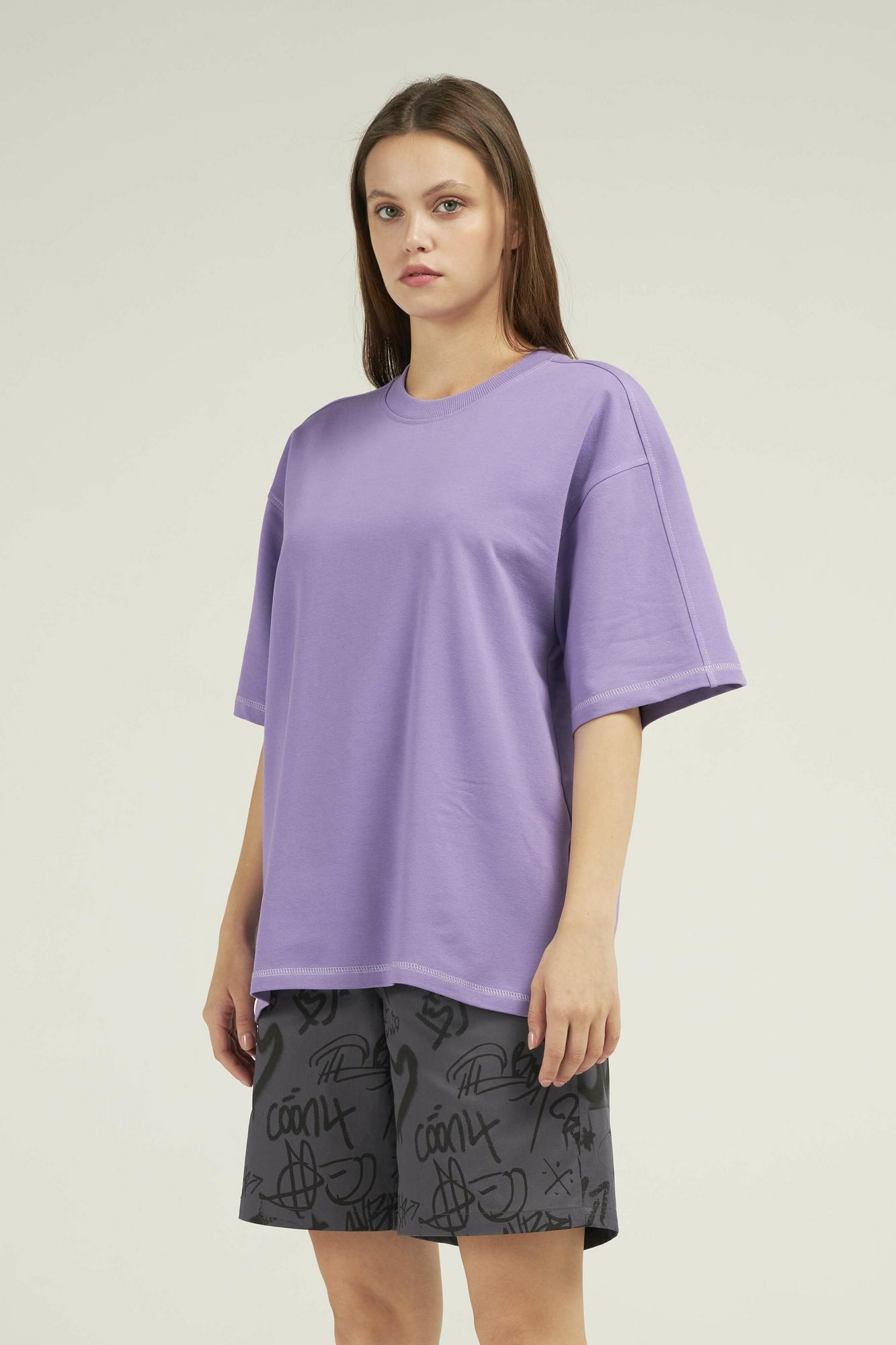 Футболка фиолетовая женская из плотного хлопка