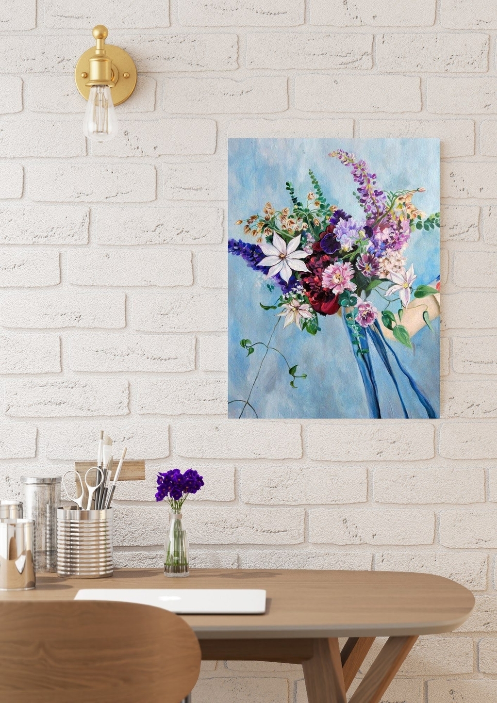 Картина на холсте маслом весенний букет