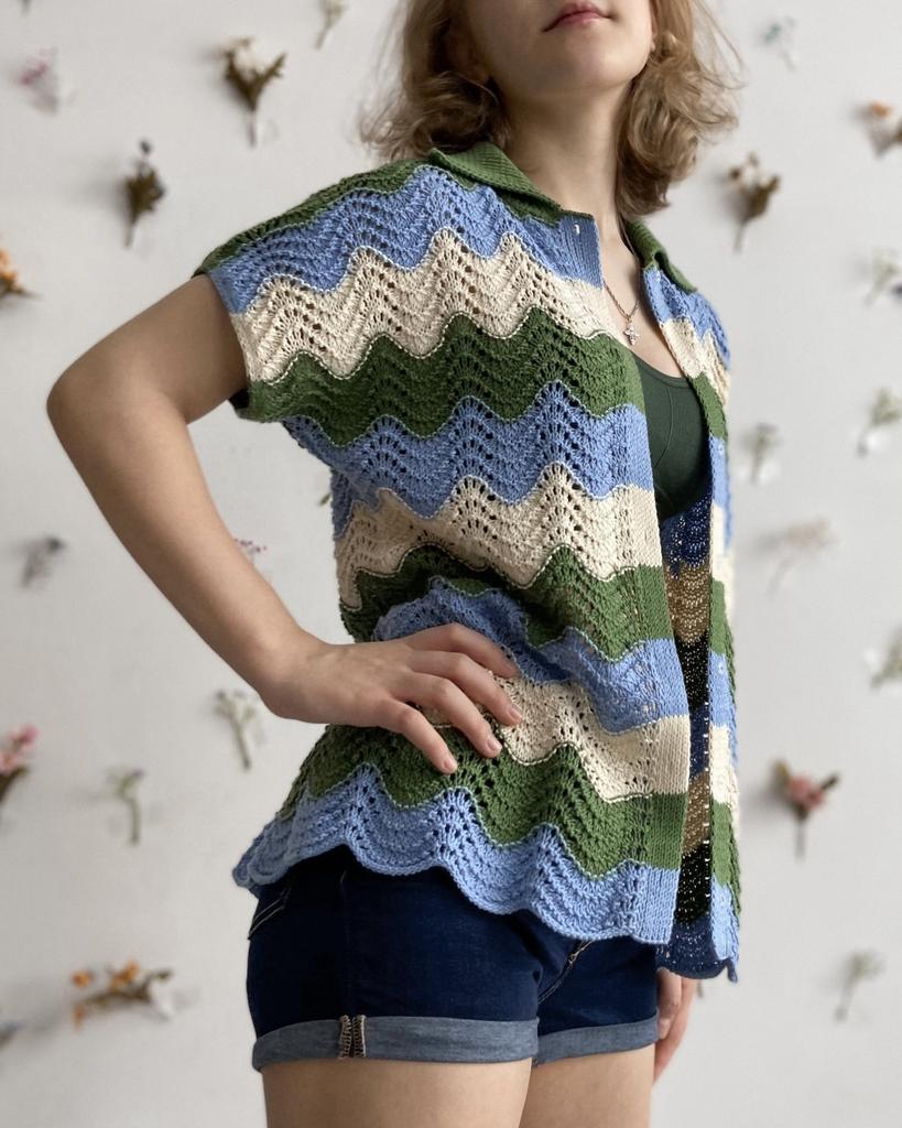 Мастер-класс спицами Рубашка "Waves"