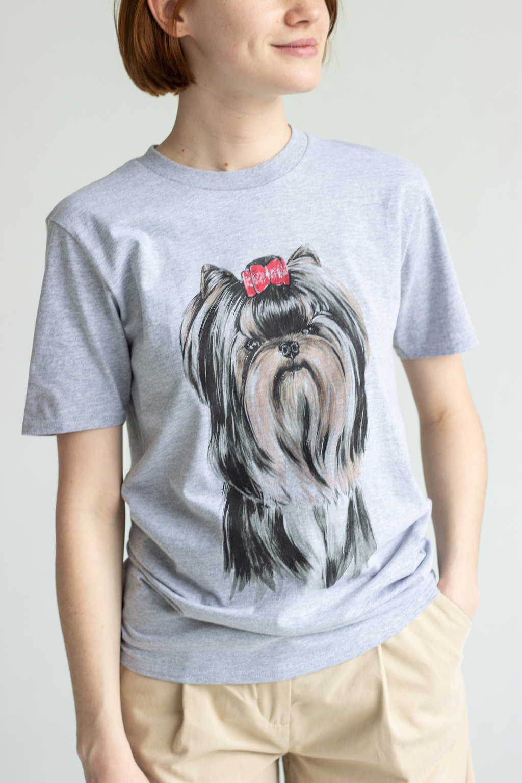 Футболка "Йоркширский терьер" серая