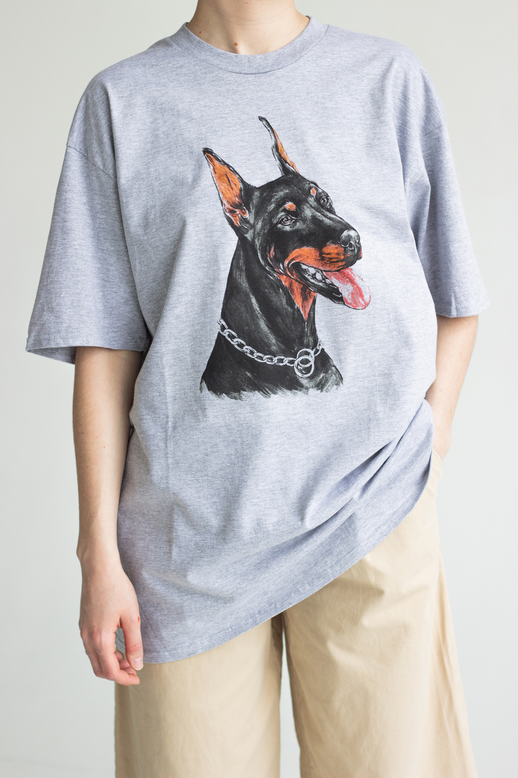 Футболка "Доберман" серая