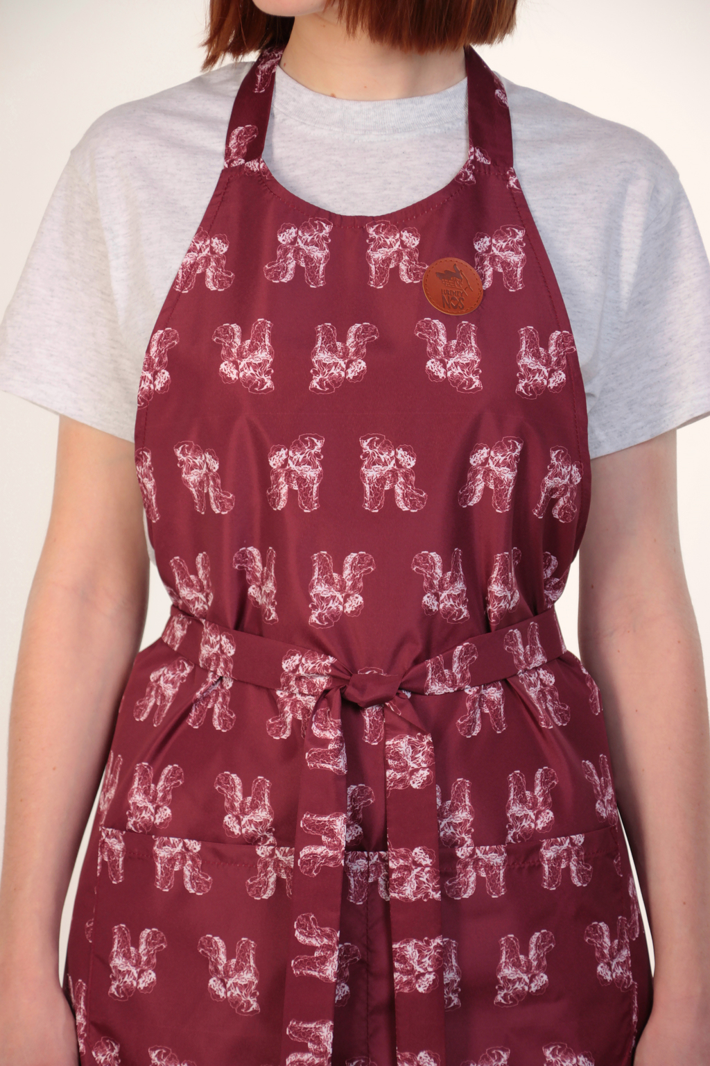 Фартук для грумера "Пудель", бордовый