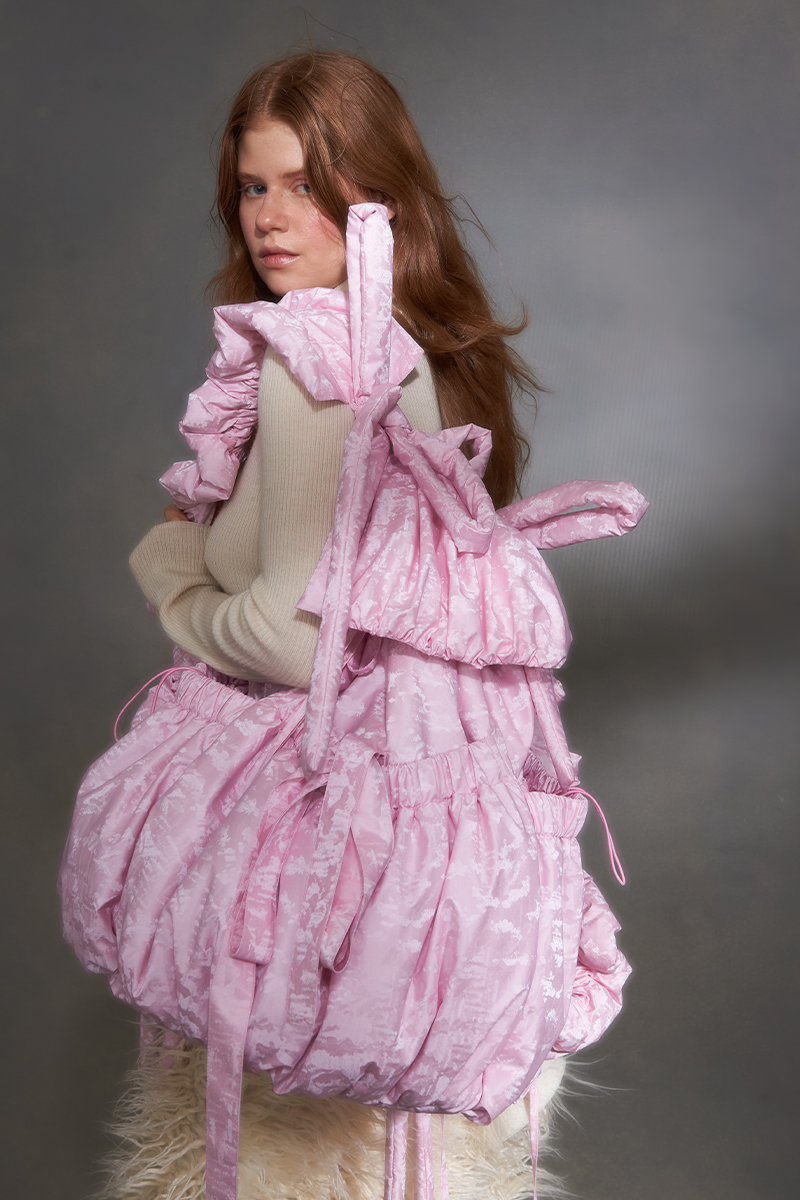 Рюкзак из плащёвой ткани "розовый мрамор"