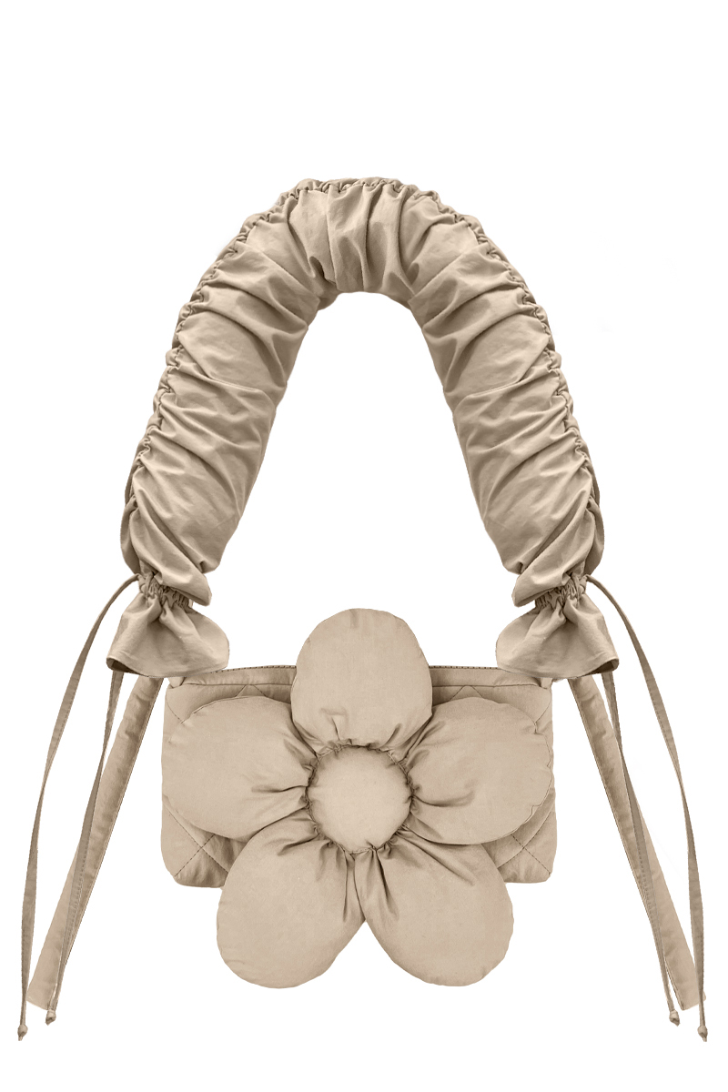 Сумка-багет с ручкой из бежевого хлопка