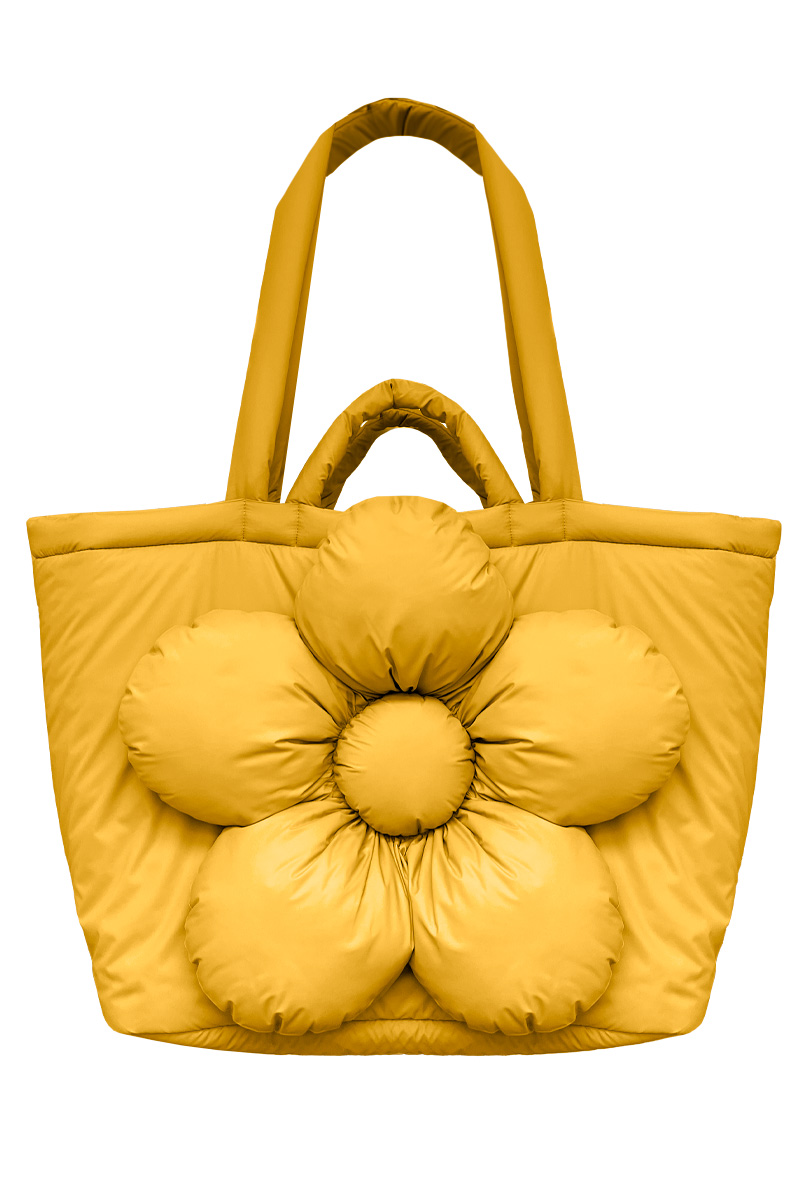 Сумка c цветком Гигант из горчичной плащёвой ткани