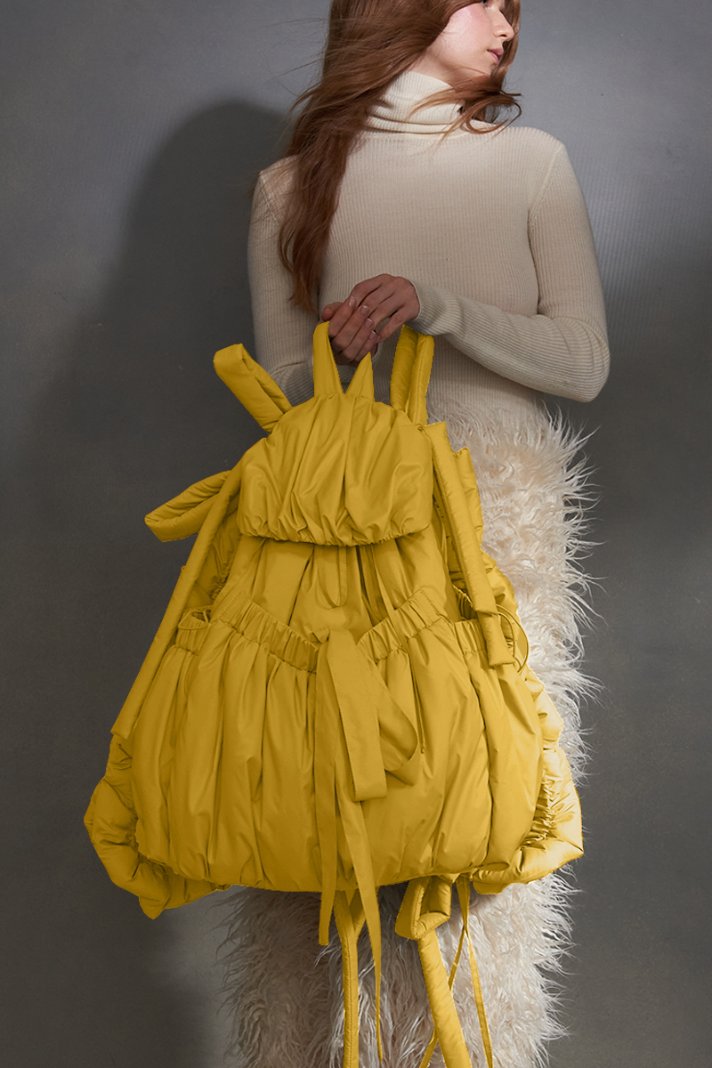 Рюкзак из горчичной плащёвой ткани