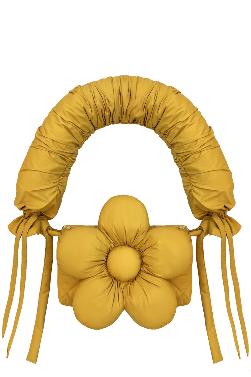 Сумка-багет с ручкой из горчичной плащёвой ткани