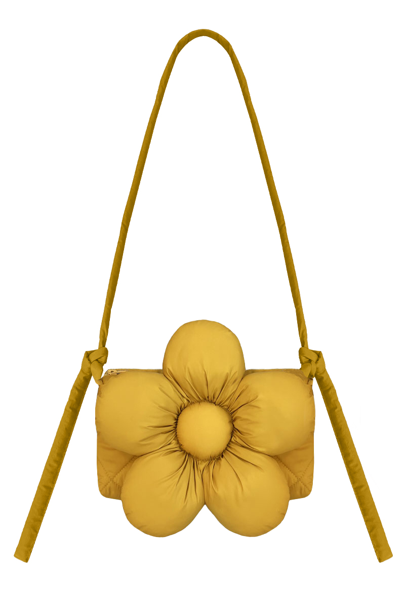 Сумка-багет из горчичной плащёвой ткани