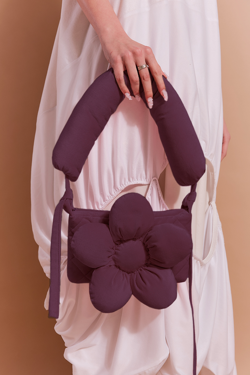 Сумка-багет с ручкой из виноградного велюра