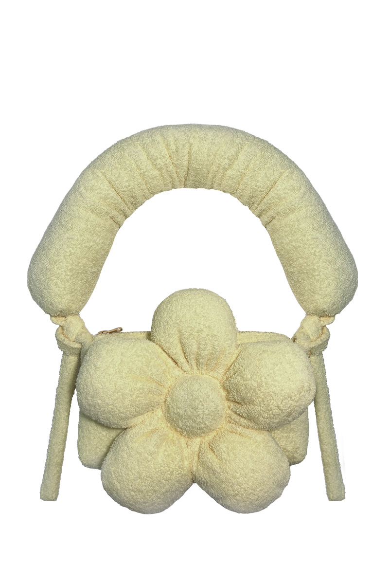 Сумка-багет с ручкой из кремовой махровой ткани