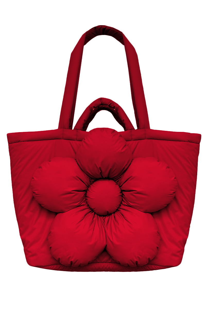 Сумка c цветком Гигант из клубничной плащёвой ткани