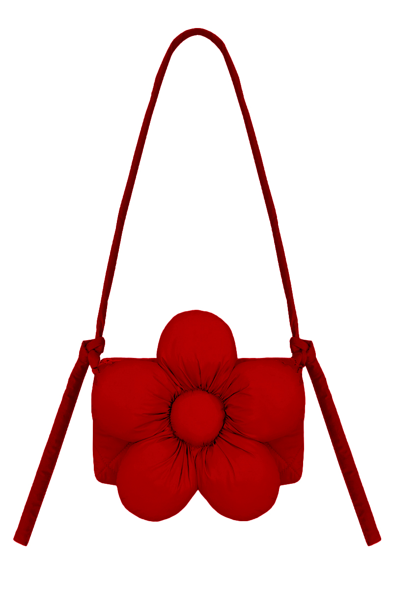 Сумка-багет из клубничной плащёвой ткани