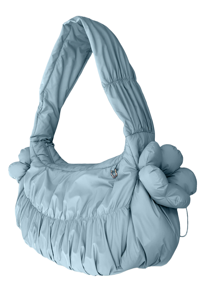 Сумка-хобо с карманом для ноутбука из небесной плащёвой ткани