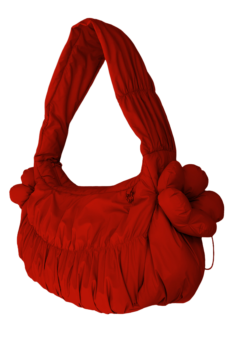 Сумка-хобо с карманом для ноутбука из клубничной плащёвой ткани