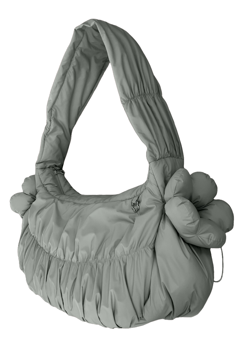 Сумка-хобо с карманом для ноутбука из плащёвой ткани "шалфей"