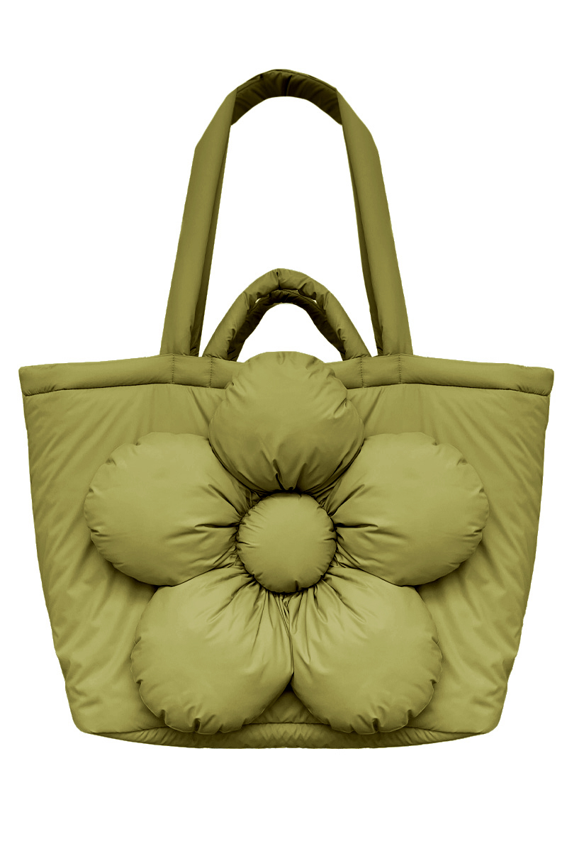 Сумка c цветком Гигант из плащёвой ткани "матча"