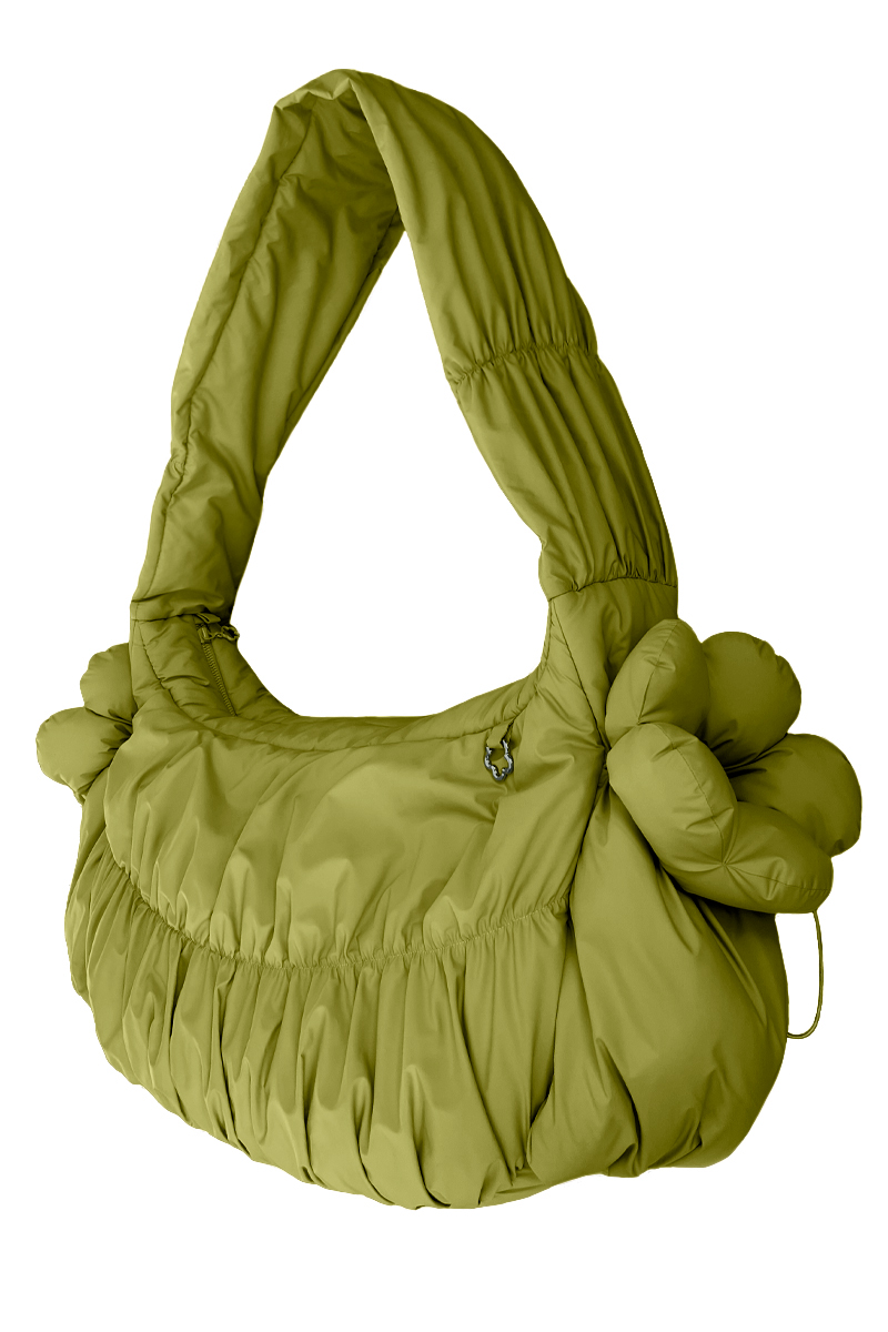 Сумка-хобо с карманом для ноутбука из плащёвой ткани "матча"