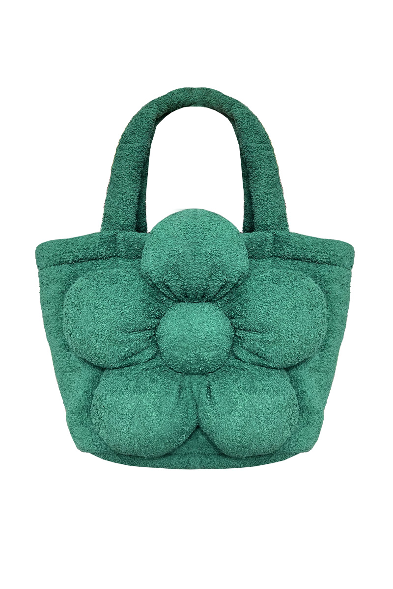 Сумка Гигантик из изумрудной махровой ткани с удлинёнными ручками