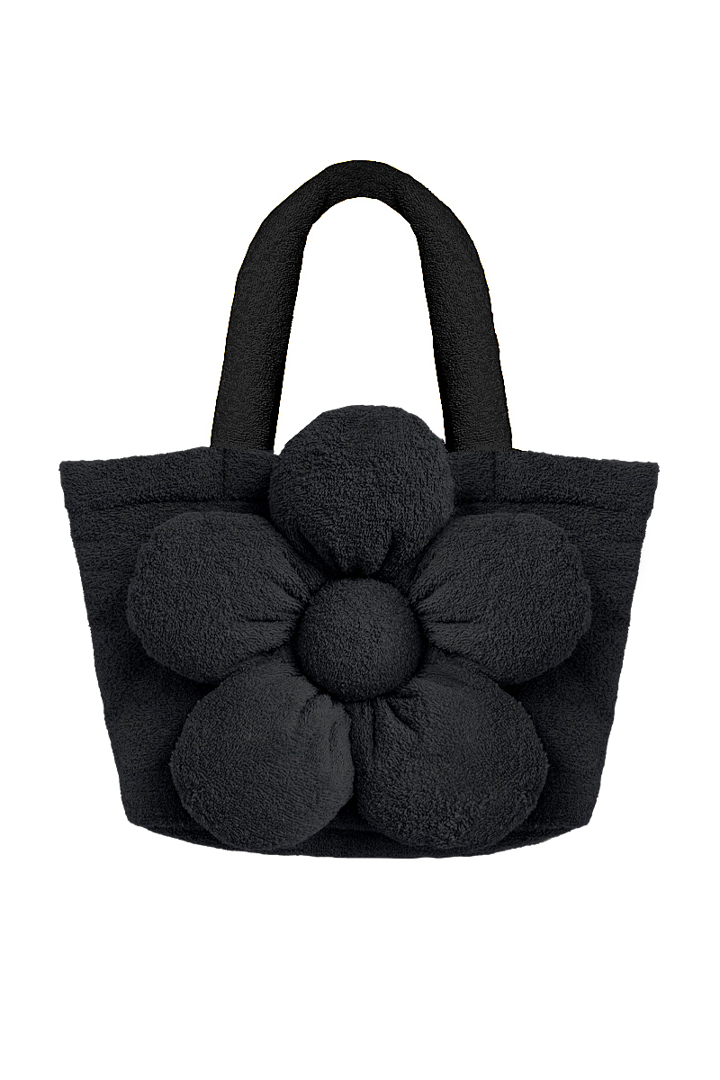 Сумка Гигантик из чёрной махровой ткани с удлинёнными ручками