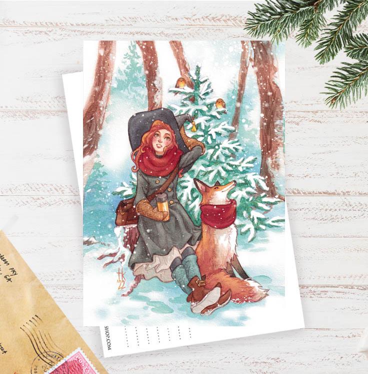 Открытка "Хлопья снега"