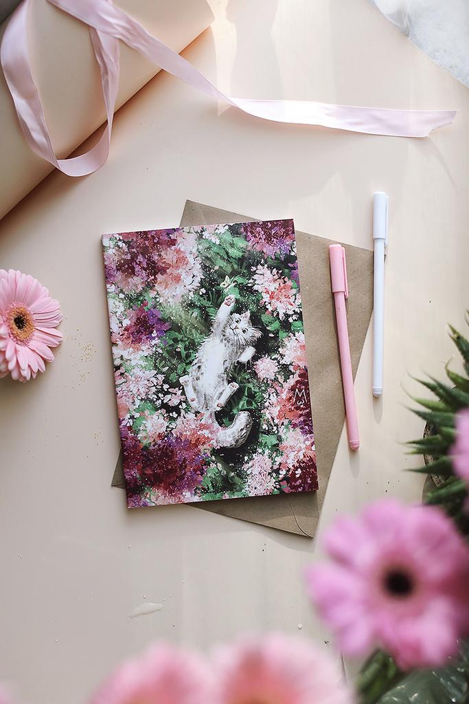 Блокнот А5 "Котик в цветах"