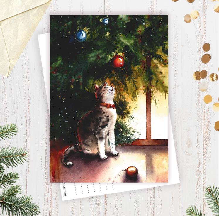 Открытка "Под елкой"