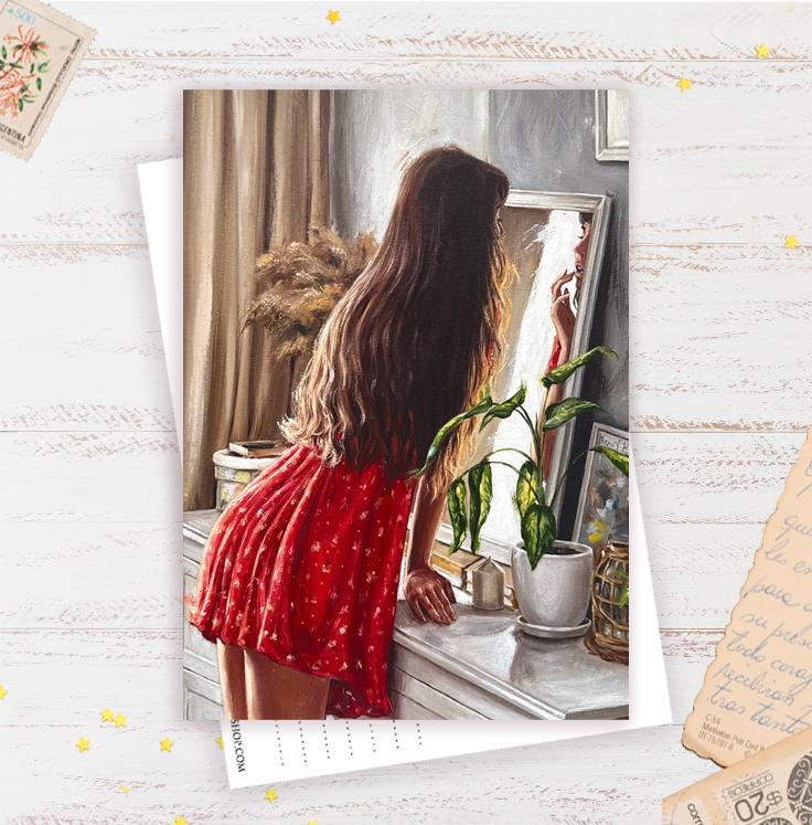 Открытка "Red dress"