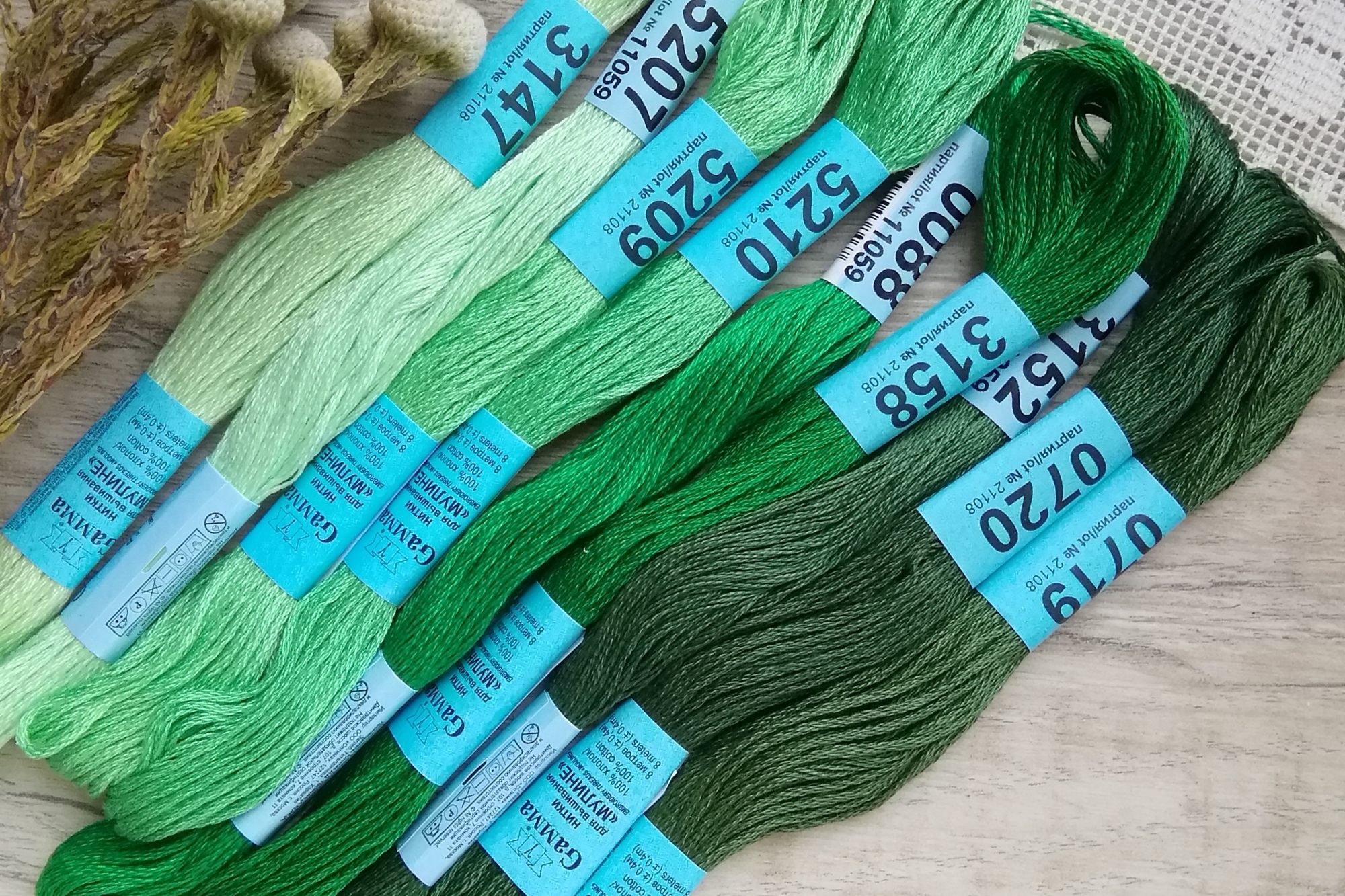 мулине хлопковое зеленое