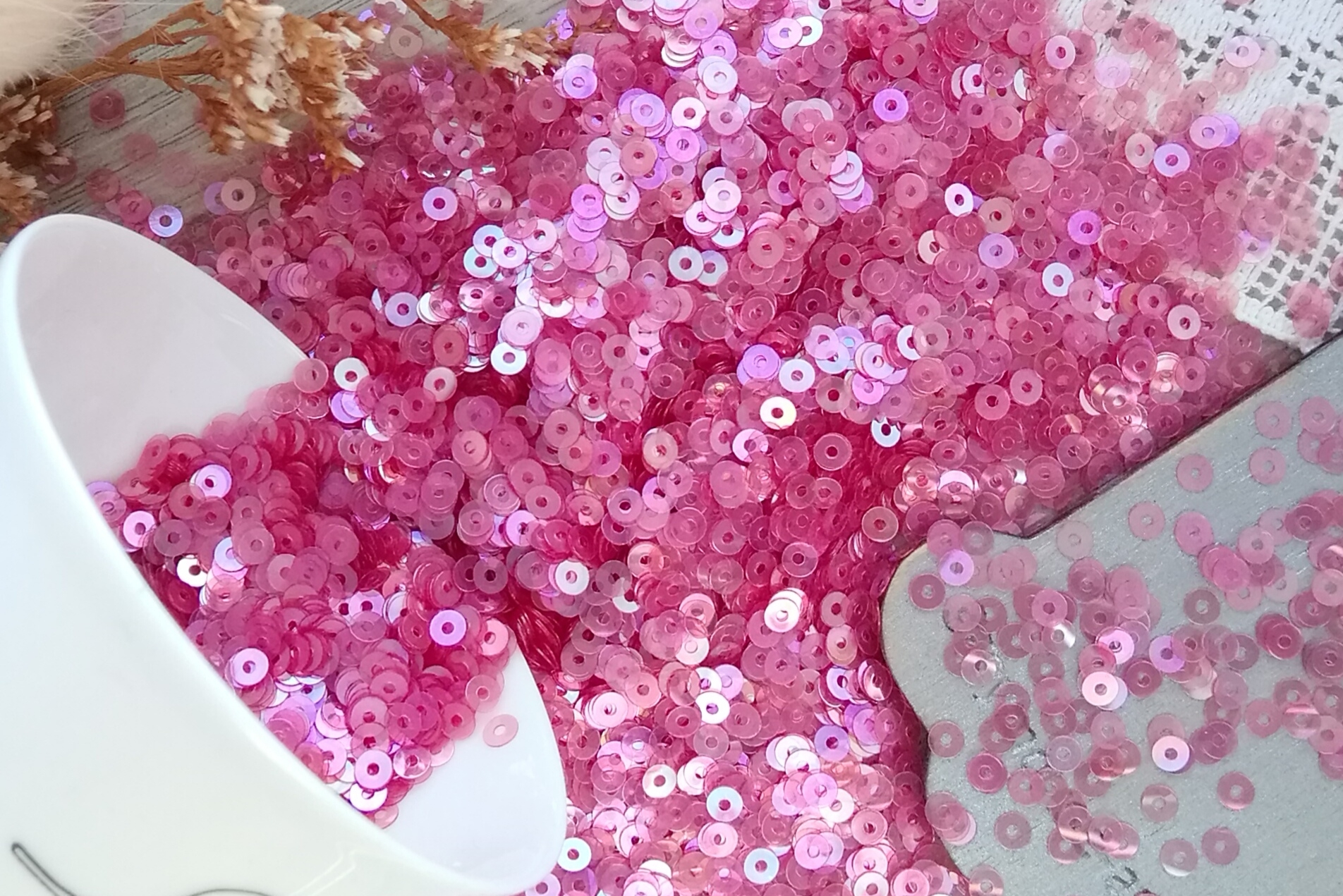 пайетки итальянские пайетки розовые 3мм