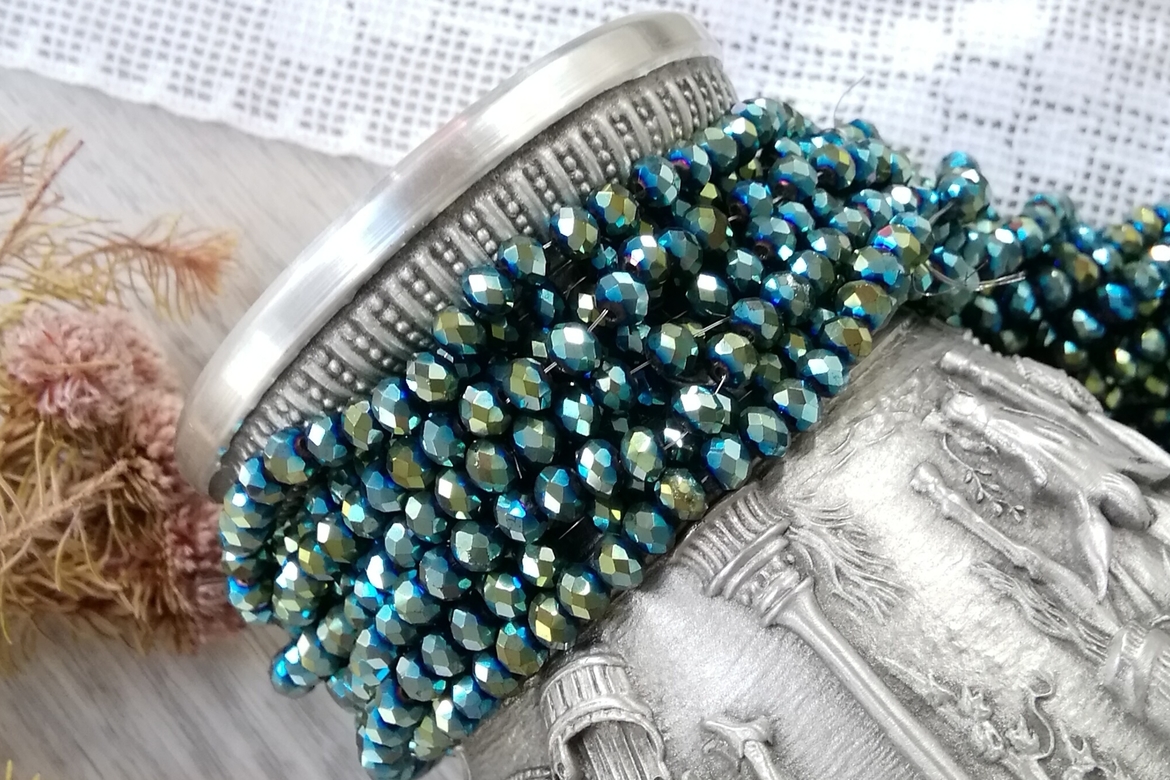 Рондели, бусины, бусины граненые зеленые