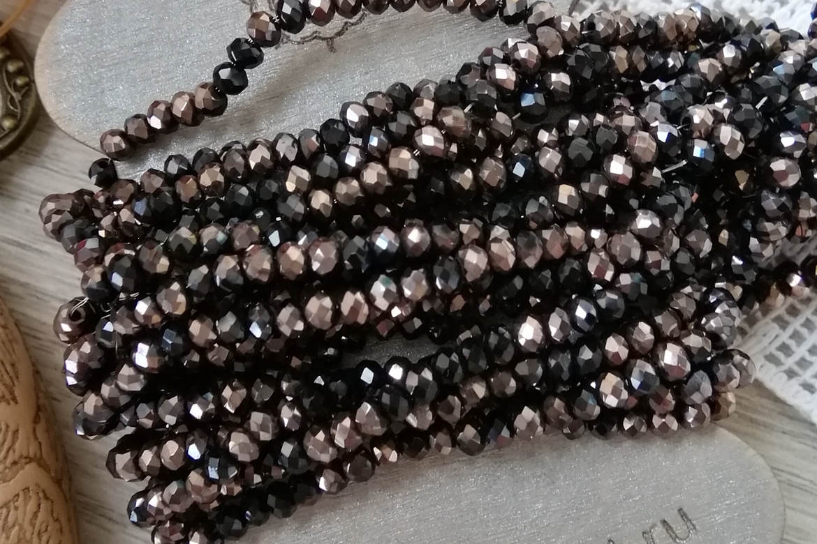 рондели блестящие, бусины граненые